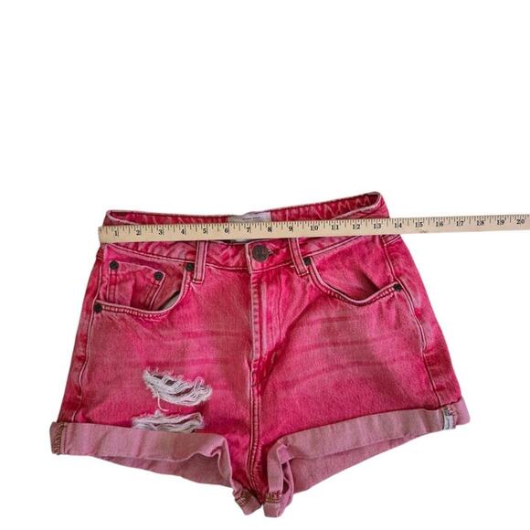 One Teaspoon Bandit High Waisted Distressed Organic Size 27 Denim Shorts Red - Picture 4 of 6